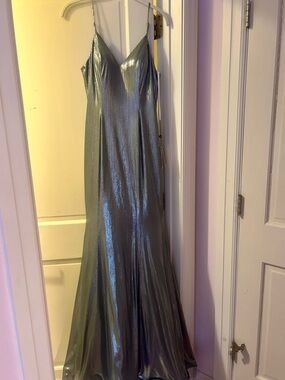 Alyce Paris Silver Metallic Mermaid Gown
